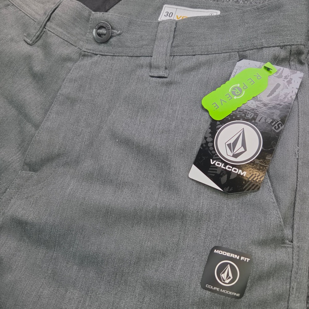 Volcom Mens Shorts 30 Grey Repreve Polyester Modern Fit Chino Casual Summer New
